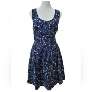 Retrolicious Constellation And Star Galaxy A-Line Cotton Dress Size XL